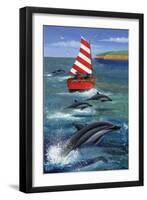 Sailing with Dolphins-Peter Adderley-Framed Art Print