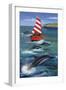 Sailing with Dolphins-Peter Adderley-Framed Art Print