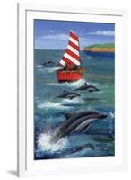 Sailing with Dolphins-Peter Adderley-Framed Art Print