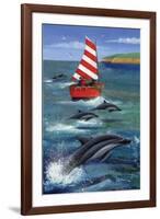 Sailing with Dolphins-Peter Adderley-Framed Art Print