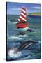 Sailing with Dolphins-Peter Adderley-Stretched Canvas