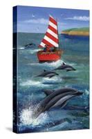 Sailing with Dolphins-Peter Adderley-Stretched Canvas