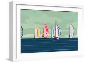 Sailing Yacht Regatta-Vertyr-Framed Art Print