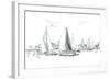 Sailing Yachts and Boat Illustration-ZoomTeam-Framed Art Print