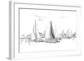 Sailing Yachts and Boat Illustration-ZoomTeam-Framed Art Print