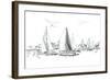 Sailing Yachts and Boat Illustration-ZoomTeam-Framed Art Print