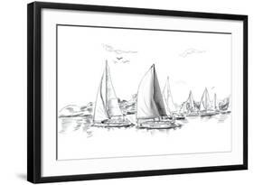 Sailing Yachts and Boat Illustration-ZoomTeam-Framed Art Print