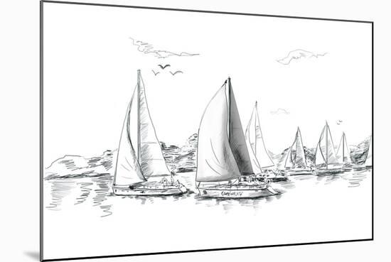 Sailing Yachts and Boat Illustration-ZoomTeam-Mounted Art Print