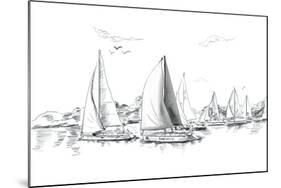 Sailing Yachts and Boat Illustration-ZoomTeam-Mounted Art Print