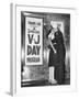 Sailor and His Girlfriend Celebrate News of the End of War in Front of a Theatre in New York's Time-null-Framed Photo