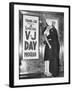 Sailor and His Girlfriend Celebrate News of the End of War in Front of a Theatre in New York's Time-null-Framed Photo