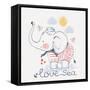 Sailor Elephant, Hand Drawn Vector Illustration, Can Be Used for Kid's or Baby's Shirt Design, Fash-Eteri Davinski-Framed Stretched Canvas