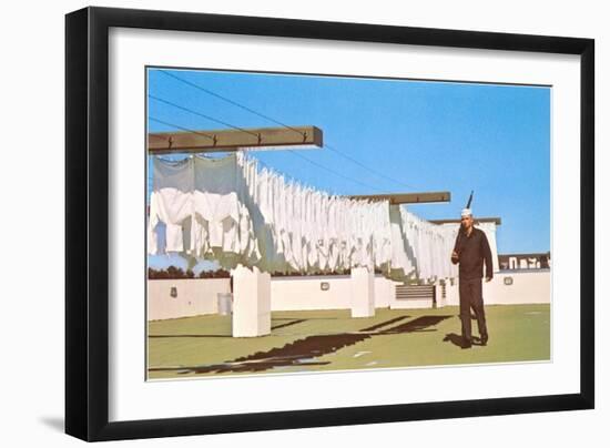 Sailor Guarding Laundry-null-Framed Art Print