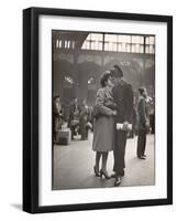 Sailor Kissing His Girlfriend Goodbye before Returning to Duty, Pennsylvania Station-Alfred Eisenstaedt-Framed Photographic Print