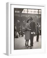 Sailor Kissing His Girlfriend Goodbye before Returning to Duty, Pennsylvania Station-Alfred Eisenstaedt-Framed Photographic Print