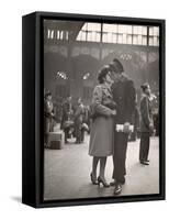 Sailor Kissing His Girlfriend Goodbye before Returning to Duty, Pennsylvania Station-Alfred Eisenstaedt-Framed Stretched Canvas