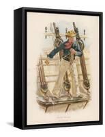 Sailor of the British Navy Heaves the Lead to Measure the Depth of Water-W.c. Symons-Framed Stretched Canvas