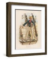 Sailor of the British Navy Heaves the Lead to Measure the Depth of Water-W.c. Symons-Framed Art Print