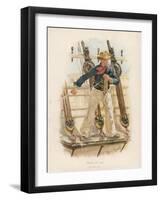 Sailor of the British Navy Heaves the Lead to Measure the Depth of Water-W.c. Symons-Framed Art Print