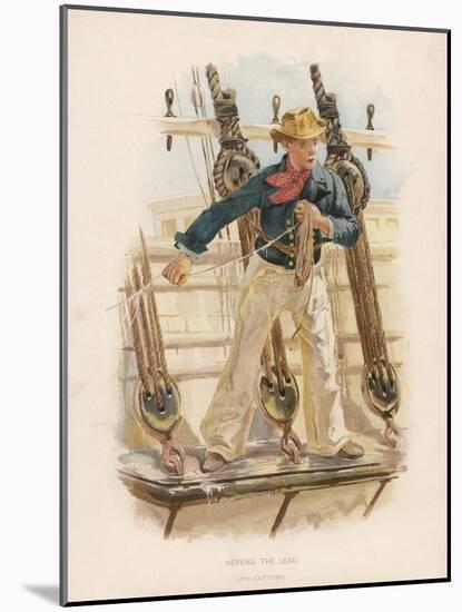 Sailor of the British Navy Heaves the Lead to Measure the Depth of Water-W.c. Symons-Mounted Art Print