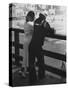 Sailor on Shore Leave Standing on Pier with a Young Woman-Peter Stackpole-Stretched Canvas