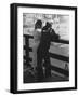 Sailor on Shore Leave Standing on Pier with a Young Woman-Peter Stackpole-Framed Photographic Print