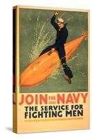 Sailor Riding Torpedo, Navy Poster-null-Stretched Canvas