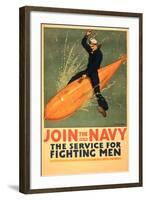 Sailor Riding Torpedo, Navy Poster-null-Framed Art Print