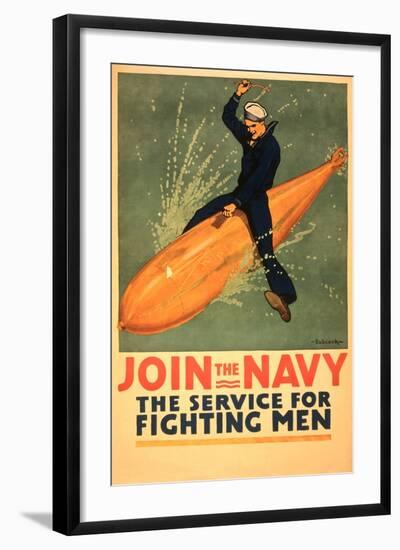 Sailor Riding Torpedo, Navy Poster-null-Framed Art Print