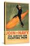 Sailor Riding Torpedo, Navy Poster-null-Stretched Canvas