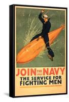 Sailor Riding Torpedo, Navy Poster-null-Framed Stretched Canvas