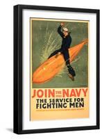 Sailor Riding Torpedo, Navy Poster-null-Framed Art Print