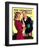 "Sailor Sniffing Perfume," Saturday Evening Post Cover, January 17, 1942-John Newton Howitt-Framed Giclee Print