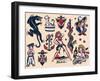 Sailor Tattoo Flash by Norman Collins, aka, Sailor Jerry-null-Framed Art Print