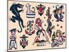 Sailor Tattoo Flash by Norman Collins, aka, Sailor Jerry-null-Mounted Art Print