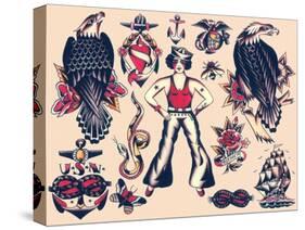 Sailor Tattoos Vintage Tattoo Flash-null-Stretched Canvas