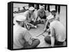 Sailors Aboard a Us Navy Cruiser at Sea Playing a Game of Dominoes on Deck During WWII-Ralph Morse-Framed Stretched Canvas