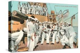 Sailors' Boxing Match On Board Ship-null-Stretched Canvas