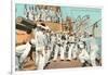 Sailors' Boxing Match On Board Ship-null-Framed Art Print