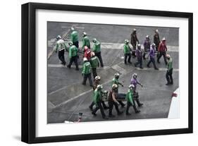 Sailors Carry Stretchers in Response to a Mass Casualty Drill-null-Framed Photographic Print