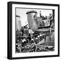 Sailors Carrying Potatoes onto HMS 'Coventry', Second World War-null-Framed Photographic Print