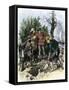 Sailors Digging for Captain Kidd's Pirate Treasure-null-Framed Stretched Canvas