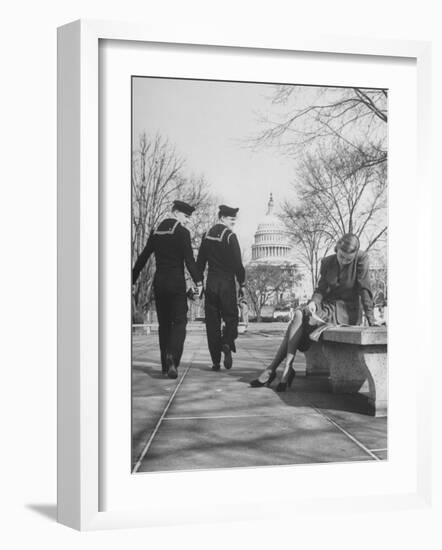 Sailors Eyeing Girls Legs, Capitol Building in Background-Francis Miller-Framed Photographic Print