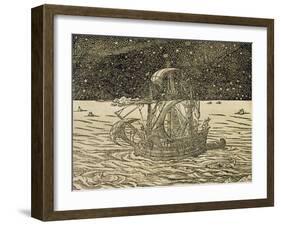 Sailors Following Northern Route, Engraving from Universal Cosmology-Andre Thevet-Framed Giclee Print