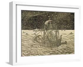 Sailors Following Northern Route, Engraving from Universal Cosmology-Andre Thevet-Framed Giclee Print