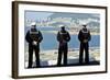 Sailors Man the Rails Aboard the Aircraft Carrier USS Nimitz-null-Framed Photographic Print