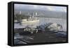 Sailors Man the Rails of USS Nimitz in Pearl Harbor-null-Framed Stretched Canvas