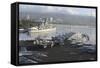 Sailors Man the Rails of USS Nimitz in Pearl Harbor-null-Framed Stretched Canvas