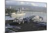 Sailors Man the Rails of USS Nimitz in Pearl Harbor-null-Mounted Photographic Print