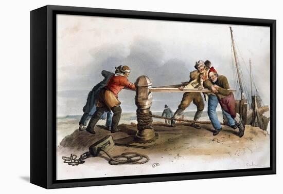 Sailors Mooring Ship, 1805, United Kingdom, 19th Century-null-Framed Stretched Canvas